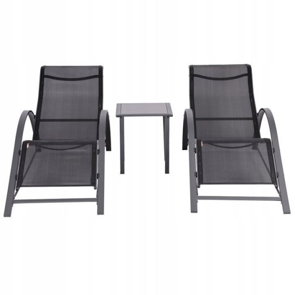 MODERNHOME Set baštenskih ležaljki sa stolom, crna - 04K KJL09BAC