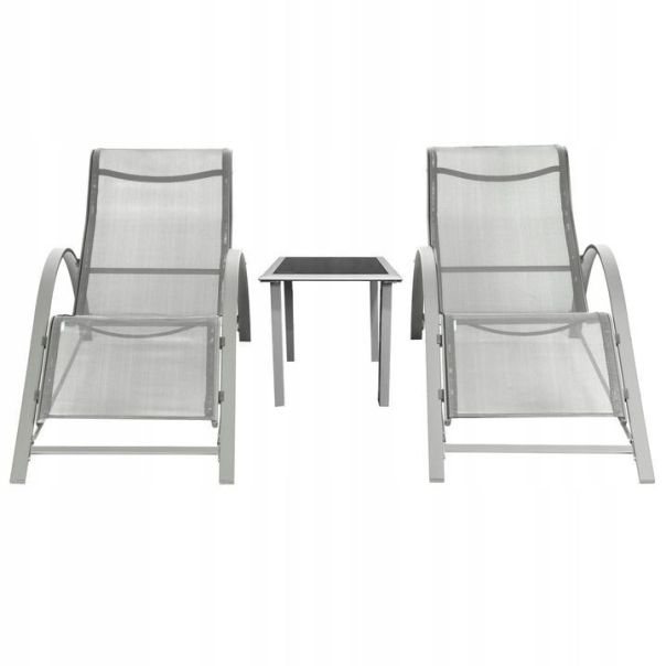 MODERNHOME Set baštenskih ležaljki sa stolom, siva - 04K KJL09BASZ