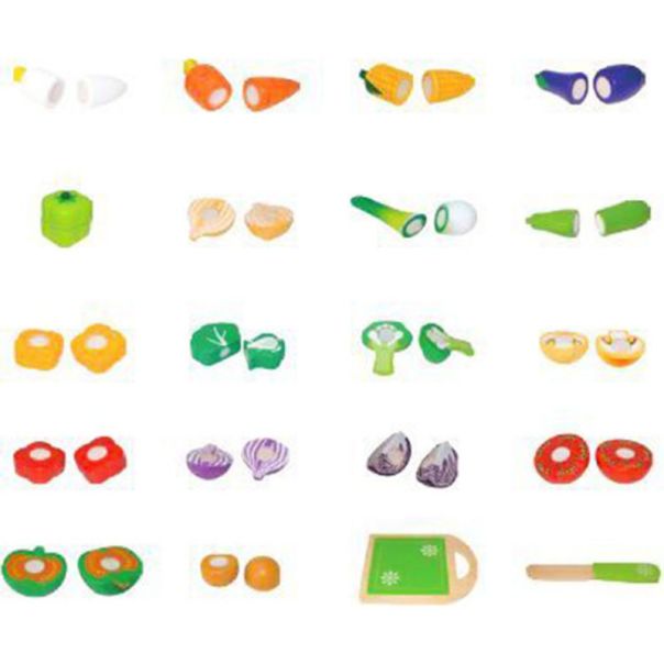 ECO TOYS Drveni set za seckanje Povrće, 20 delova - TL87113