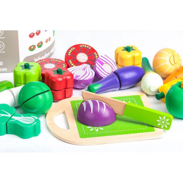 ECO TOYS Drveni set za seckanje Povrće, 20 delova - TL87113
