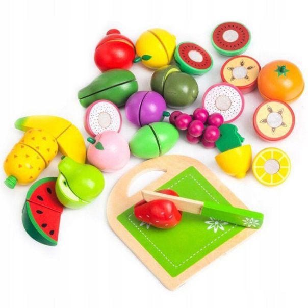 ECO TOYS Drveni set za seckanje Voće, 20 delova - TL87114