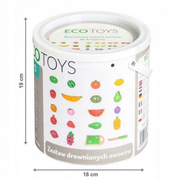 ECO TOYS Drveni set za seckanje Voće, 20 delova - TL87114