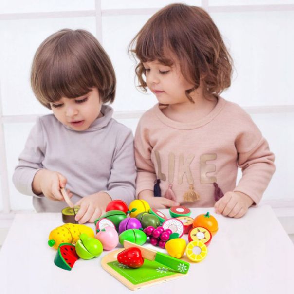 ECO TOYS Drveni set za seckanje Voće, 20 delova - TL87114