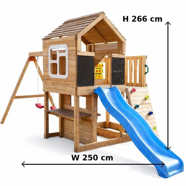Velika dečija drvena kućica za igru KINDER HOME za dvorište sa toboganom - EP2988385