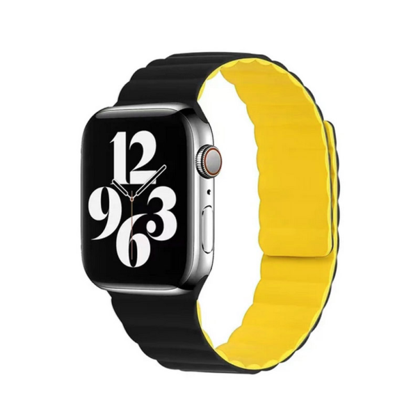 Silikonska narukvica za Apple Watch sa magnetom crno žuta 38/ 40/ 41 mm - 053173