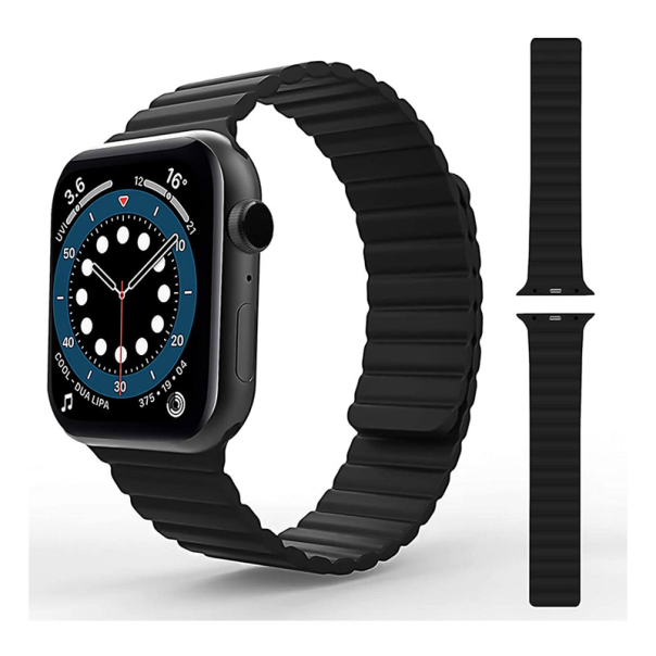 Silikonska narukvica za Apple Watch sa magnetom crno žuta 38/ 40/ 41 mm - 053173