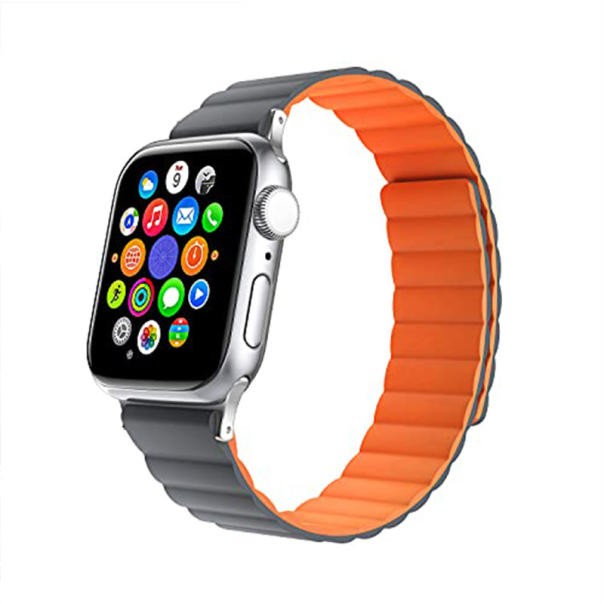 Silikonska narukvica za Apple Watch sa magnetom sivo narandžasto 42/ 44/ 45/ 49 mm - 053186