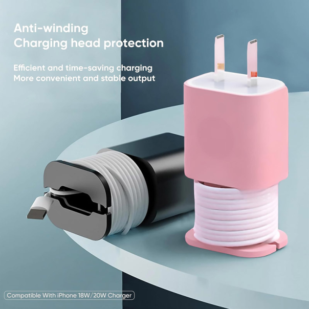 Silikonski organizator kablova za punjače roze - 613074