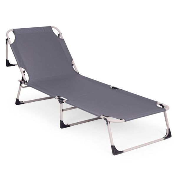 MULTIGARDEN Sklopiva baštenska ležaljka sa dušekom, siva - GMFC-20180