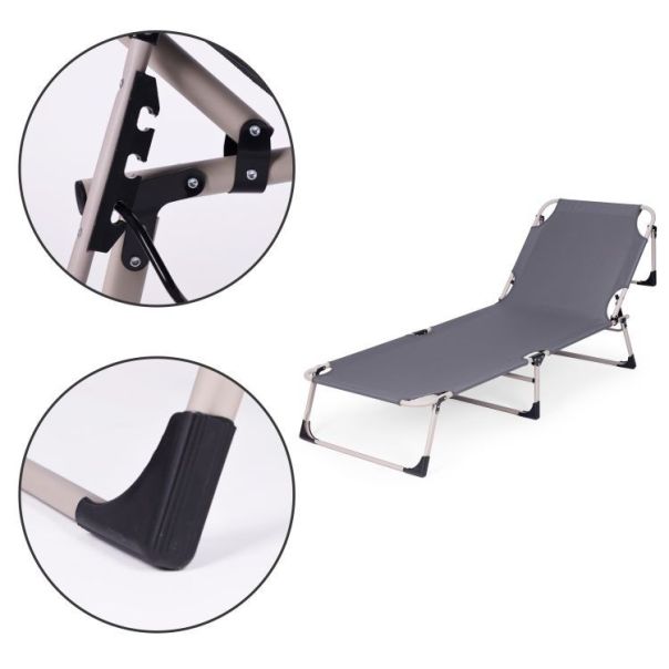 MULTIGARDEN Sklopiva baštenska ležaljka sa dušekom, siva - GMFC-20180