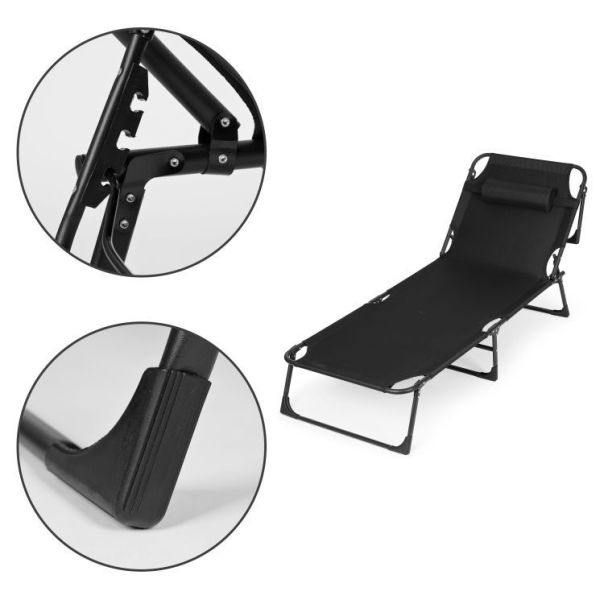MULTIGARDEN Sklopiva baštenska ležaljka, crna - GBFB-3FW66
