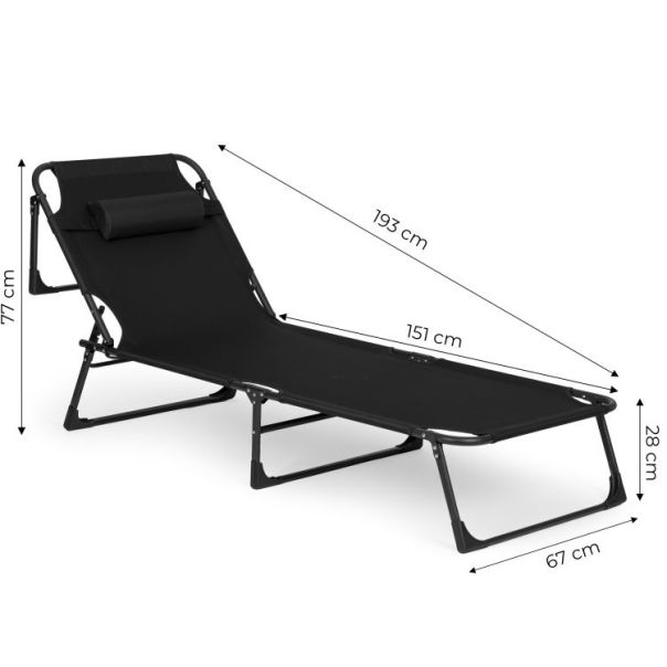 MULTIGARDEN Sklopiva baštenska ležaljka, crna - GBFB-3FW66