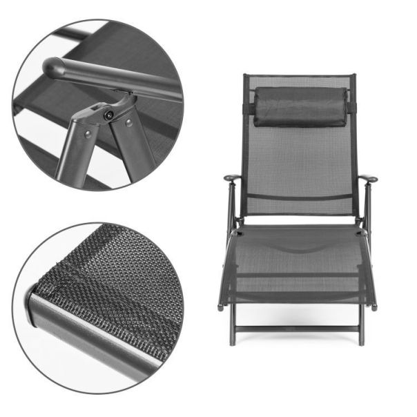 MULTIGARDEN Sklopiva baštenska ležaljka sa podesivim naslonom, siva - ZRL020 GRAY