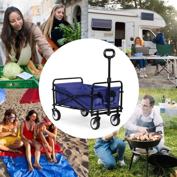 MULTIGARDEN Sklopiva kolica za plažu 48x90cm, plava - TC-005 BLUE