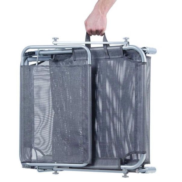 MODERNHOME Sklopiva baštenska ležaljka sa podesivom tendom, siva - ZRL007 GRAY