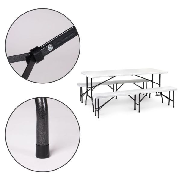 MODERNHOME Sklopivi sto 180cm + 2 klupe beli - EP2249568