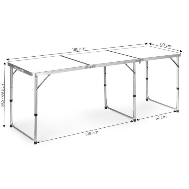 MODERNHOME Sklopivi sto za kampovanje 180x60cm, bela - GB030-180 WHITE