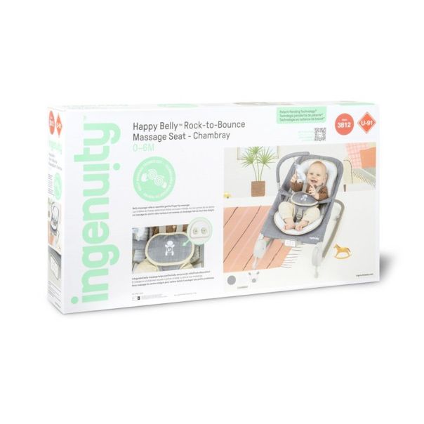 KIDS II Ingenuity Ljuljaška za bebe sa masažerom 0-6m Happy belly chambray - SKU16854