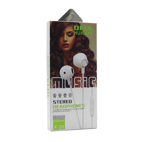 OFIA Slušalice za telefon 3.5mm X-20, bela - SL1009