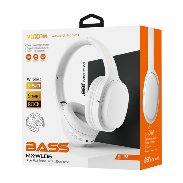 MOXOM Slušalice Bluetooth MX-WL06, bela - SL1352