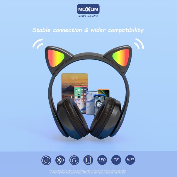 MOXOM Bluetooth Slušalice MX-WL58, crna - SL1473