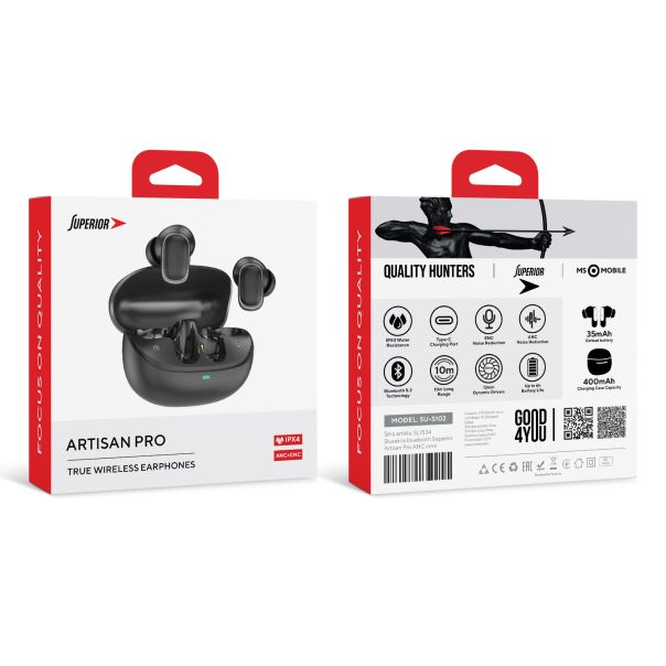 SUPERIOR Bluetooth slušalice Artisan Pro ANC+ENC, crna - SL1534