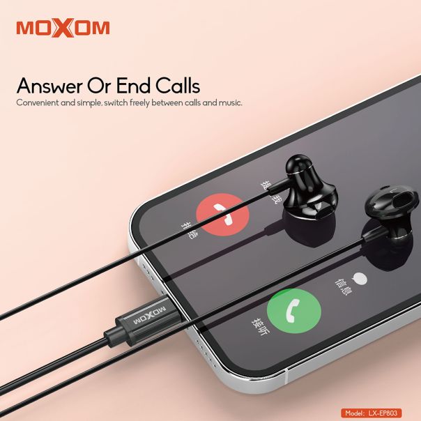 MOXOM Slušalice za mobilni LX-EP803 Type-C, crna - SL1548