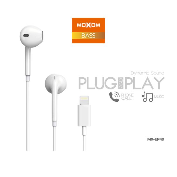 MOXOM Slušalice za mobilni MX-EP49 Lightning, bela - SL1552