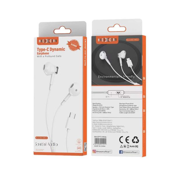 MOXOM Slušalice za mobilni MX-EP73 Type-C, bela - SL1553