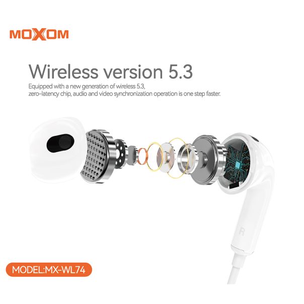 MOXOM Slušalice bluetooth MX-WL74, bela - SL1559