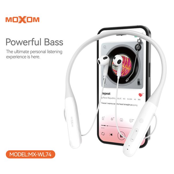 MOXOM Slušalice bluetooth MX-WL74, bela - SL1559