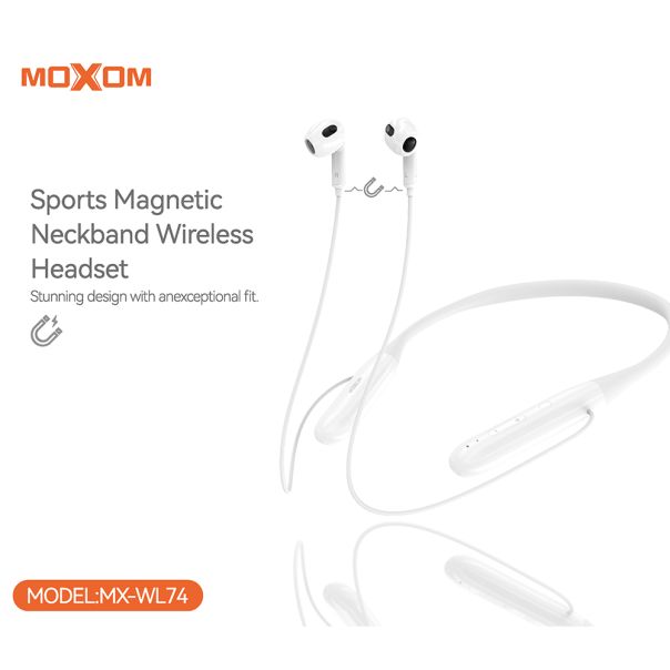 MOXOM Slušalice bluetooth MX-WL74, bela - SL1559