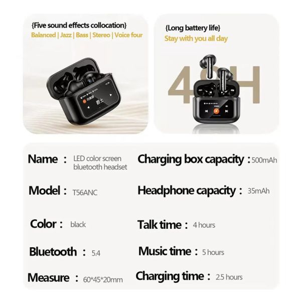 AWEI Bluetooth slušalice T56 ANC, crna - SL1572