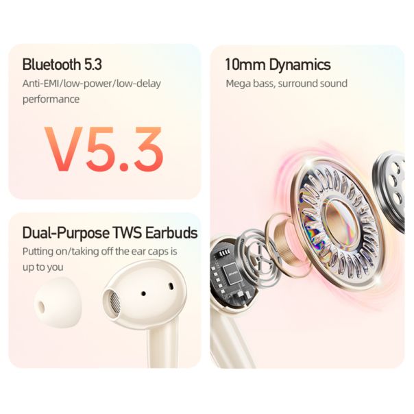 AWEI Bluetooth slušalice T90 ENC, bela - SL1574