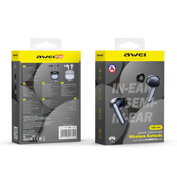 AWEI Bluetooth slušalice T90 ENC, bela - SL1574