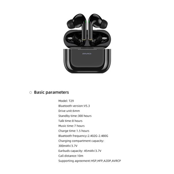 AWEI Bluetooth slušalice T29, crna - SL1575
