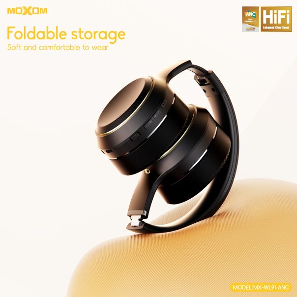 MOXOM Bluetooth Slušalice MX-WL91 ANC, krem - SL1605