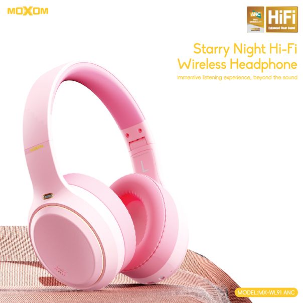 MOXOM Bluetooth Slušalice MX-WL91 ANC, krem - SL1605