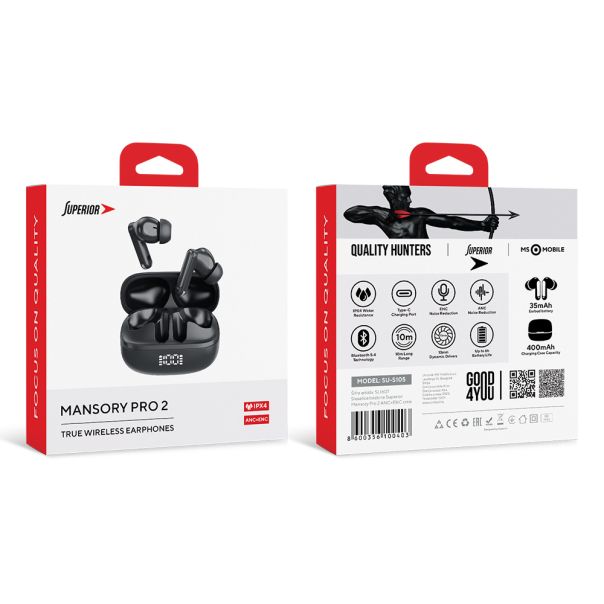 SUPERIOR Bluetooth Slušalice Mansory Pro 2 , crna - SL1607