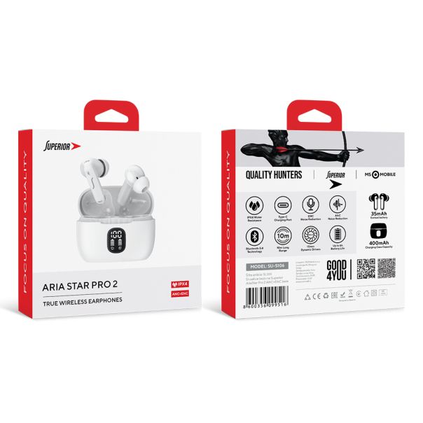 SUPERIOR Bluetooth Slušalice Aria Star Pro 2, bela - SL1611