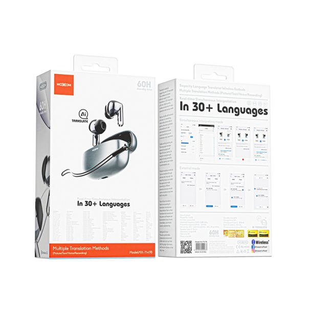 MOXOM Slušalice bluetooth MX-TW78 AI prevodilac, srebrne - SL1620