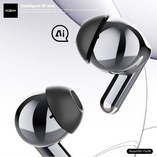 MOXOM Slušalice bluetooth MX-TW78 AI prevodilac, srebrne - SL1620