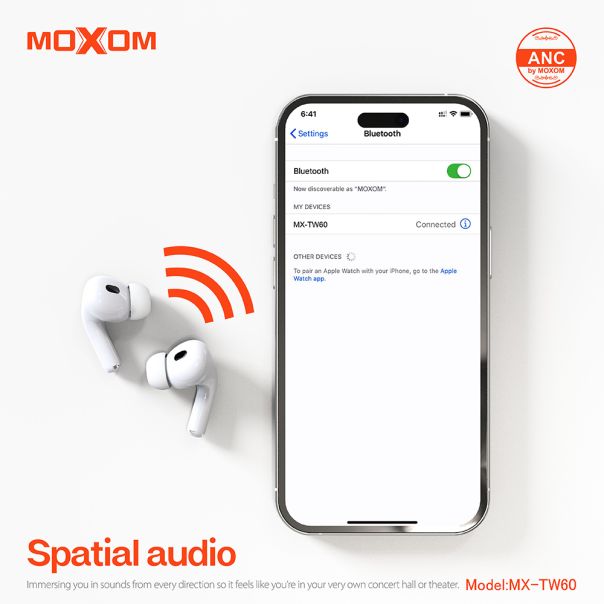 MOXOM Bluetooth Slušalice MX-TW60, bela - SL1621