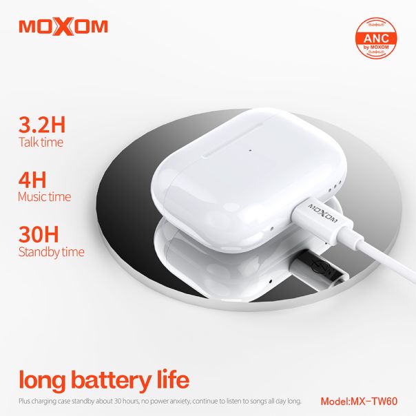 MOXOM Bluetooth Slušalice MX-TW60, bela - SL1621