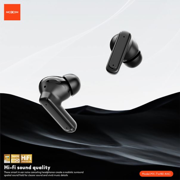 MOXOM Slušalice bluetooth MX-TW80 ANC, crna - SL1622