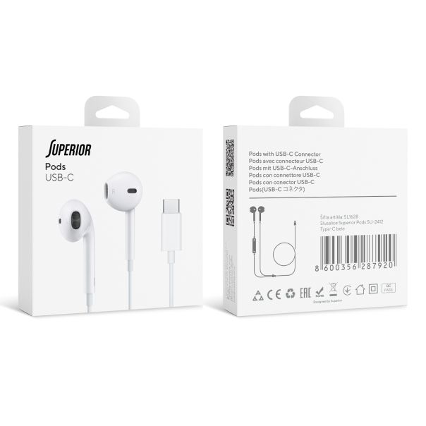 SUPERIOR Slušalice za telefon Pods SU-2412 Type-C, bela - SL1628