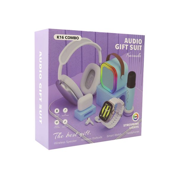 KARLER BASS K16 Combo set (smart watch, zvučnik, Bluetooth Slušalice), bela - SL1650