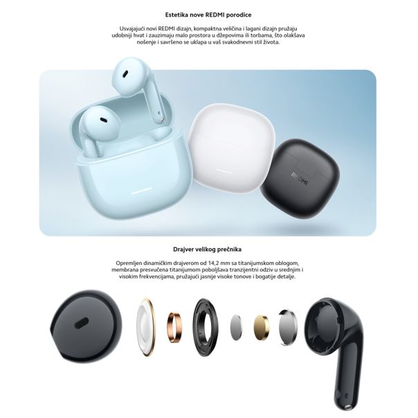 XIAOMI Blueetooth slušalice Redmi Buds 8 Active, crna - EP2938782