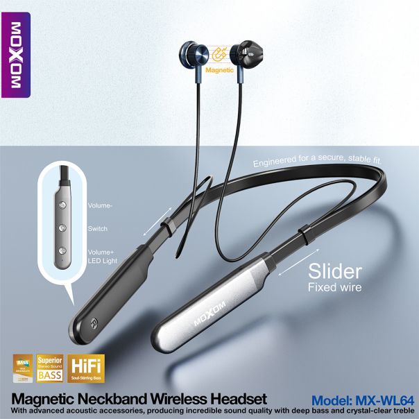 Slusalice Bluetooth sportske Moxom MX-WL64 crne - EP3166524