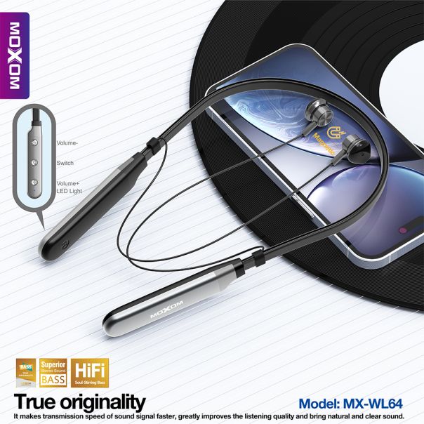 Slusalice Bluetooth sportske Moxom MX-WL64 crne - EP3166524